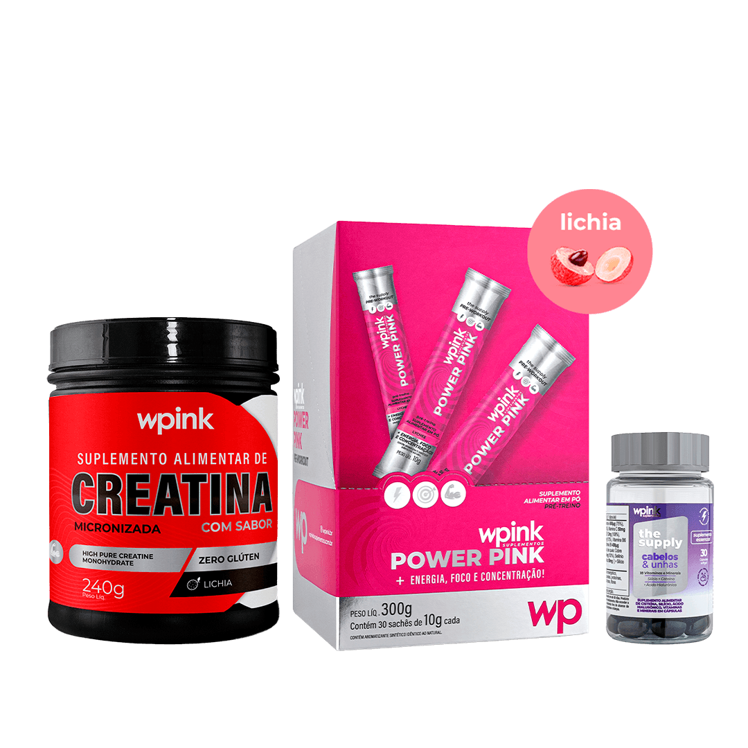 Power Pink + Creatina De Lichia + Cabelos E Unhas